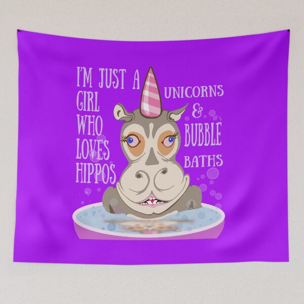 Item preview, I'm Just a Girl Who Loves Hippos Unicorns & Bubble Baths designed and sold by Lighvision.