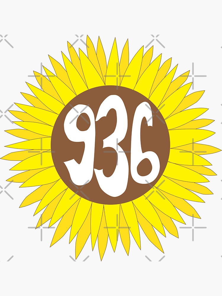 "Hand Drawn Texas Sunflower 936 Area Code" Sticker by itsrturn Redbubble