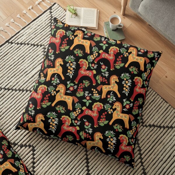 Modèle de chevaux folk Coussin de sol