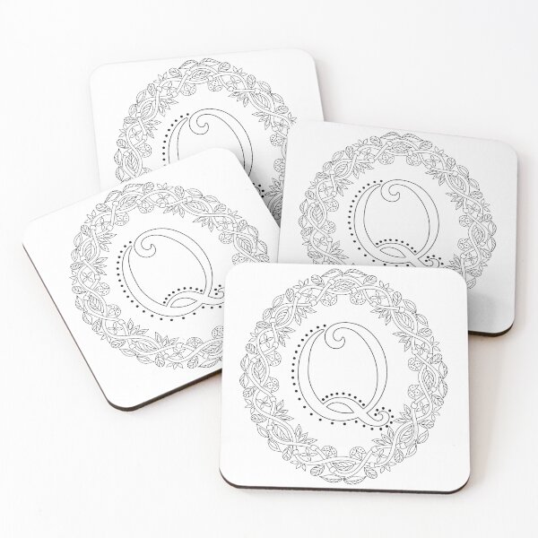Item preview, Letter Q Black And White Wreath Monogram Initial designed and sold by theartofvikki.