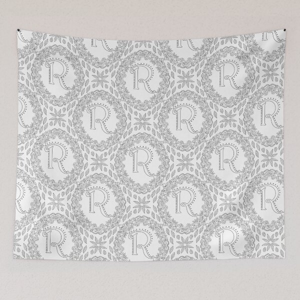 Item preview, Letter R Black And White Wreath Monogram Initial designed and sold by theartofvikki.