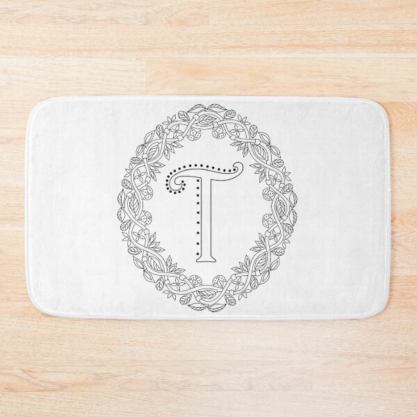 Item preview, Letter T Black And White Wreath Monogram Initial designed and sold by theartofvikki.