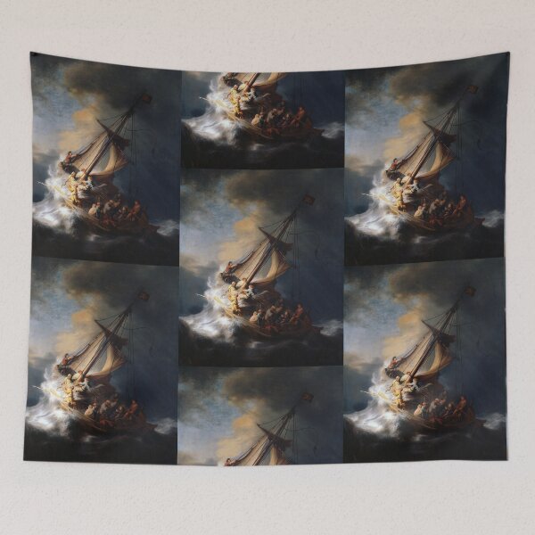 Item preview, ¡Cristo sutilmente arruinado en la tormenta en el lago de Galilea, piratas! designed and sold by weavernap.