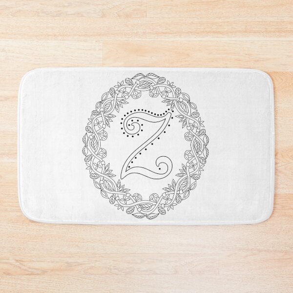 Item preview, Letter Z Black And White Wreath Monogram Initial designed and sold by theartofvikki.
