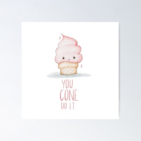 Item preview, Watercolor kawaii ice cream designed and sold by mypigtailsart.