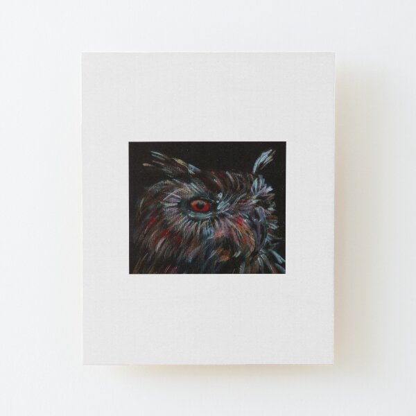 Eagle Owl Head Wood Mounted Print
