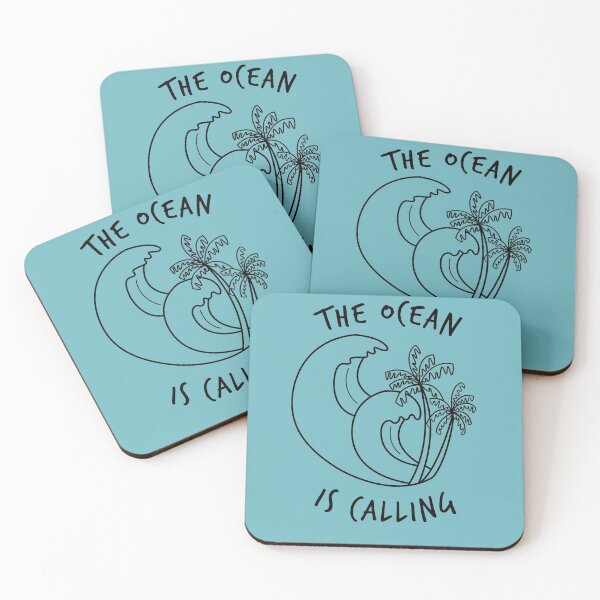 Item preview, The Ocean Is Calling High Waves and Palm Trees in black designed and sold by mermaids001.