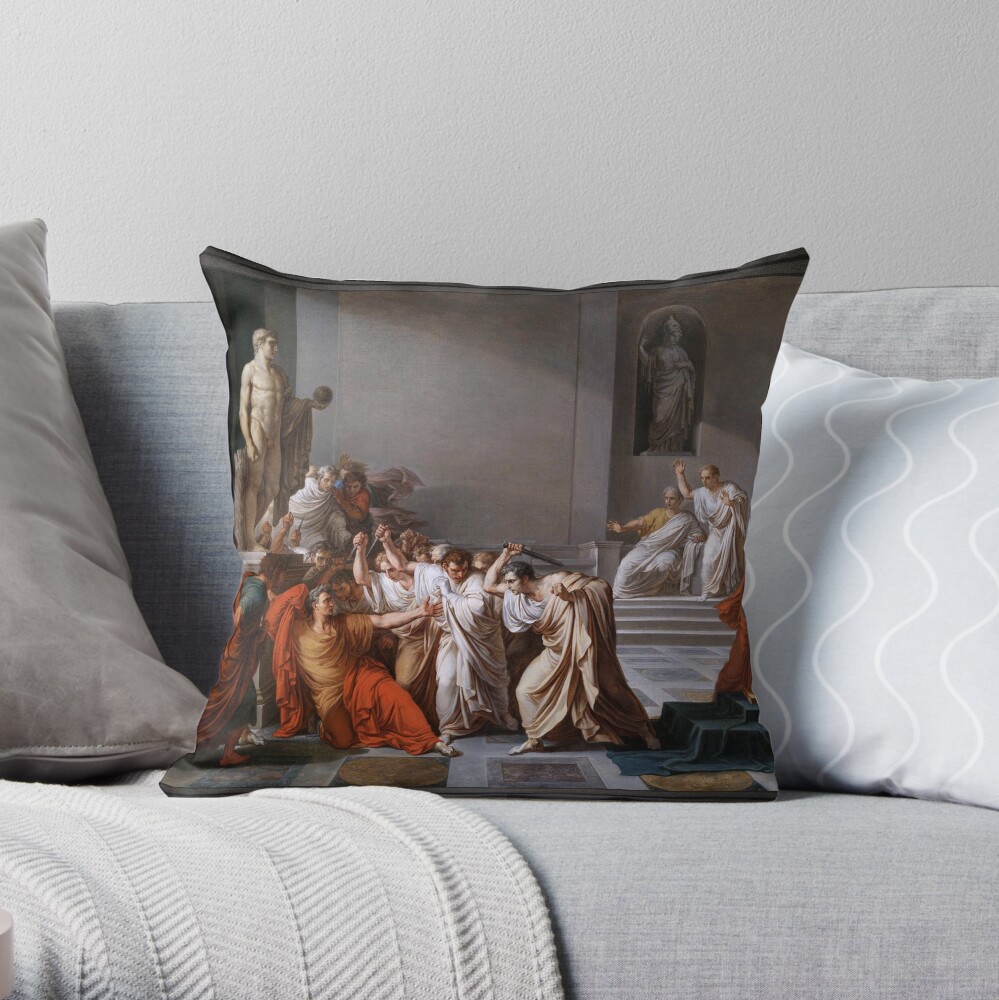 La Morte di Cesare (The Assassination of Julius Caesar) by Vincenzo Camuccini - Murder In The Roman Senate 2 La morte di Cesare (The Assassination of Julius Caesar) by Vincenzo Camuccini Decorative Throw Pillow Art Print