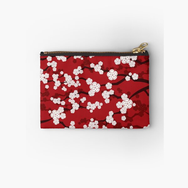 Item preview, White Oriental Cherry Blossoms On Red | Zen Japanese Sakura Flowers © fatfatin  designed and sold by fatfatin.