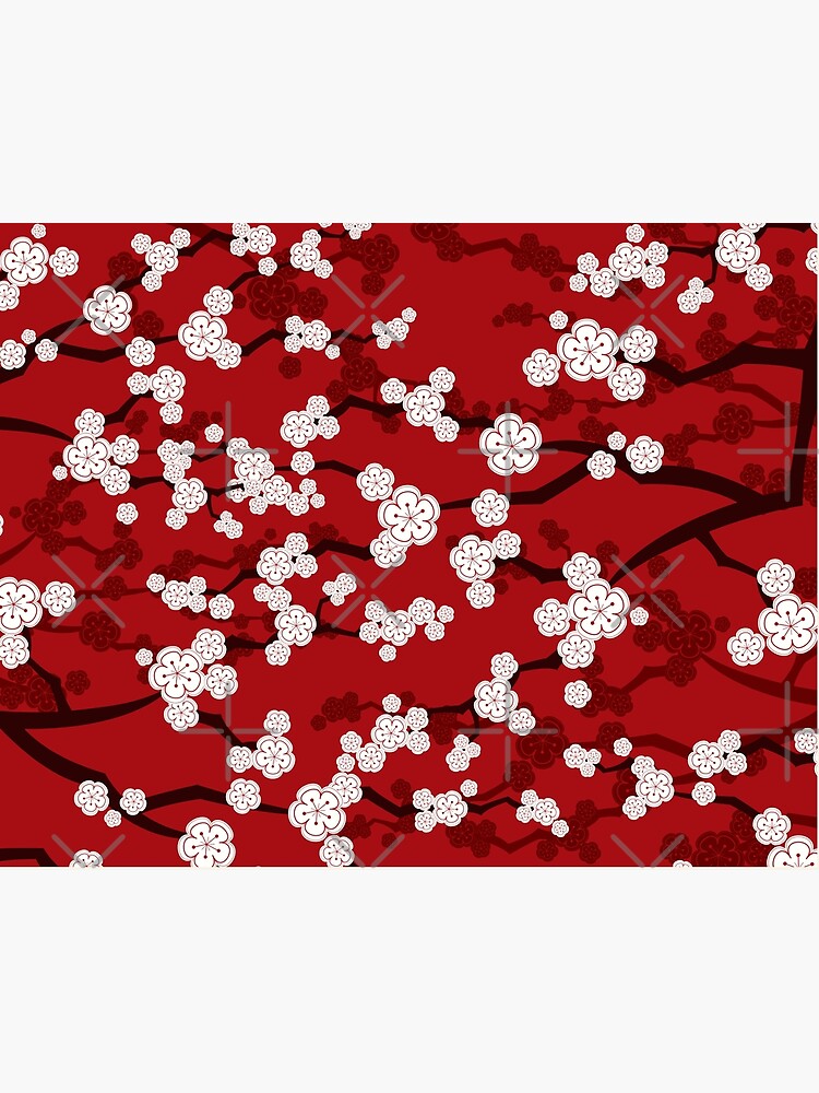 Japanese Classic Sakura Floral in Red, White, Black and Light