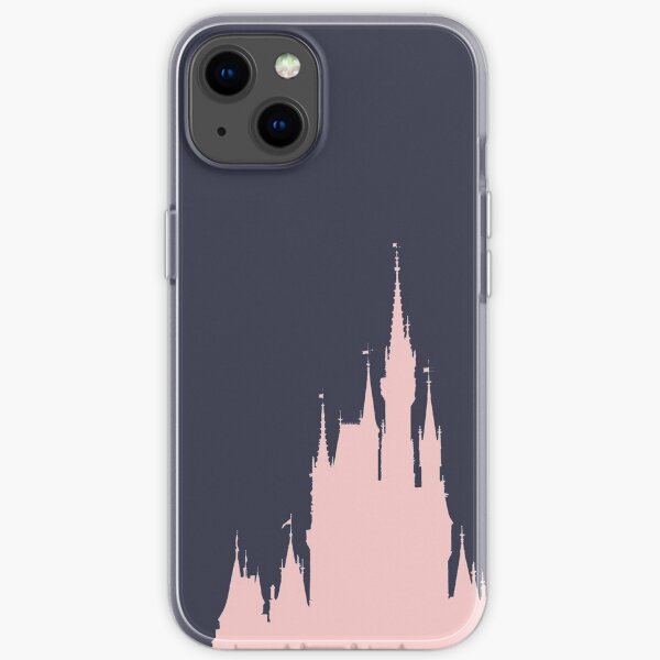 Millenial Pink Magic Castle Silhouette Dark Blue iPhone Soft Case