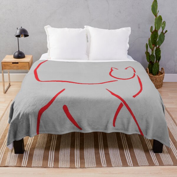 Item preview, Red on Gray Line Art Cat designed and sold by GingerEccentric.