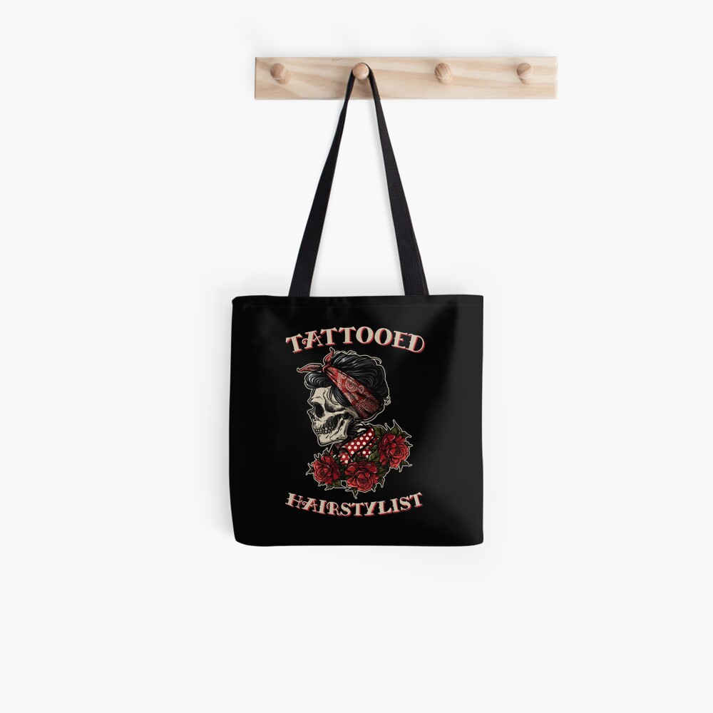 Tattooed Hairstylist Skull Funny Hairdresser Gifts Tote Bag By