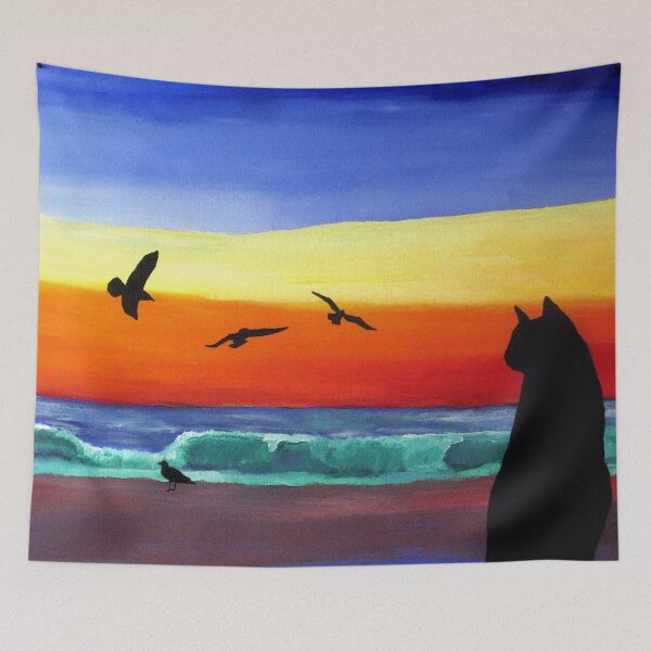 Item preview, Sunrise with Cat at the Beach Landscape designed and sold by Carlo Varo.