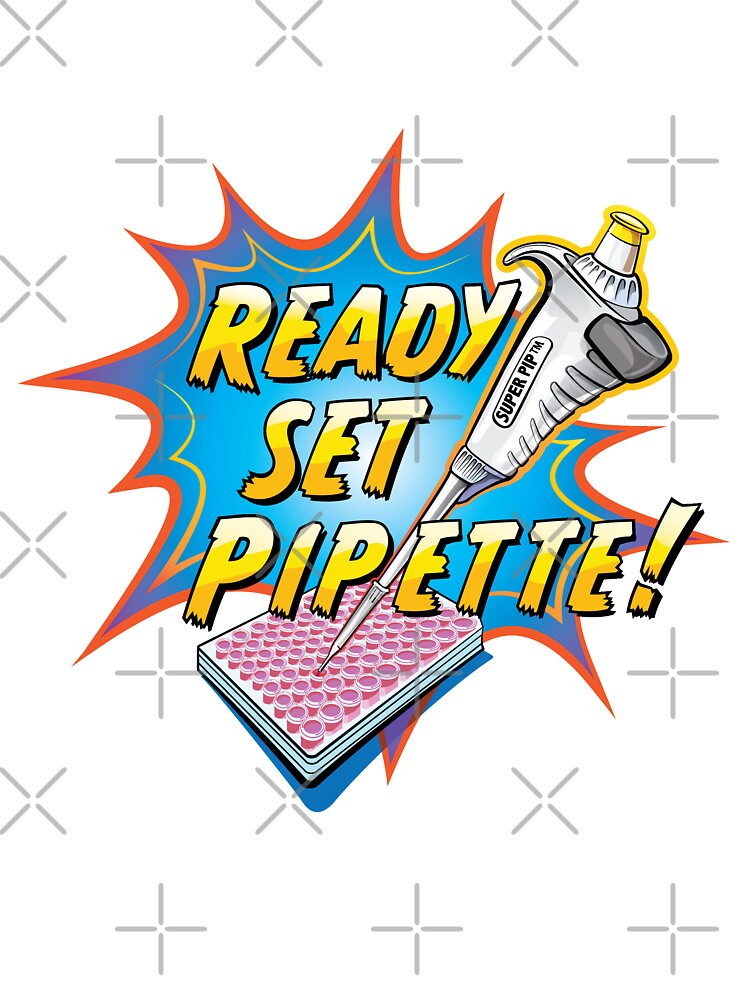 Ready Set Pipette Comic Cartoon Of Micropipette And 96 Well Plate