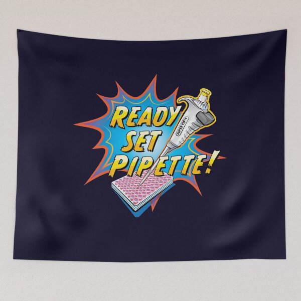 Item preview, Ready Set Pipette! Comic Cartoon of micropipette and 96 Well Plate designed and sold by Zit-Zat-Zot.