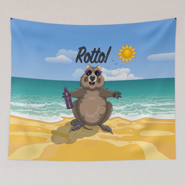 Item preview, Rotto! - Rottnest Island Quokka on the Beach [Text Over] by Amanda M Lucas designed and sold by Amanda Lucas.