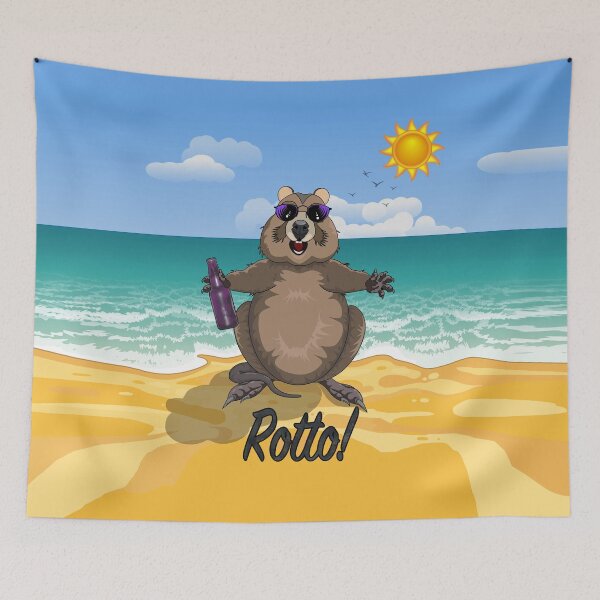 Item preview, Rotto! - Rottnest Island Quokka on the Beach [Text Under] by Amanda M Lucas designed and sold by Amanda Lucas.