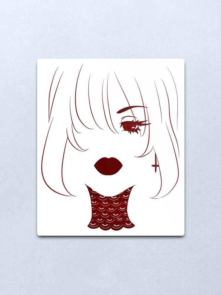 Beautiful Gothic Girl W Red Lips And Anime Eyes A Simple