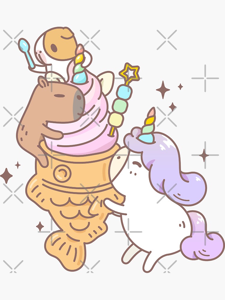 Bubu the Guinea pig, Unicorn Taiyaki Ice-cream by Miri-Noristudio