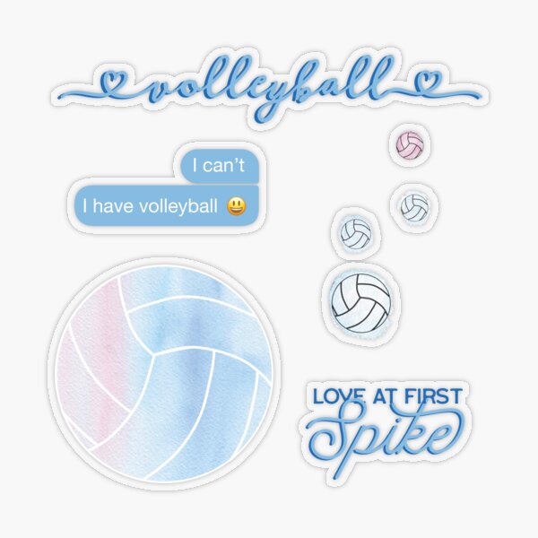 Light Blue Watercolor Volleyball Sticker Pack\