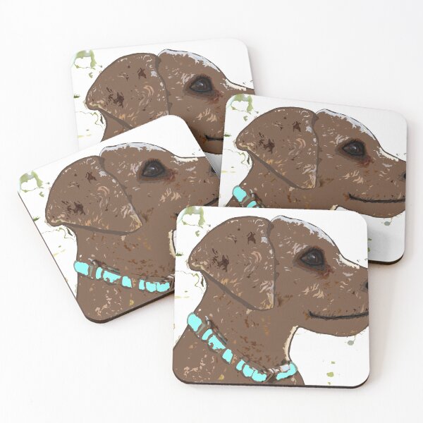 Item preview, Cute brown dog, turquoise collar designed and sold by Happyoninside.