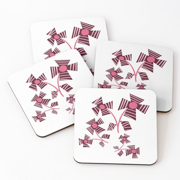 Item preview, Pink and Maroon floral design with stripes designed and sold by Susaans-Art.