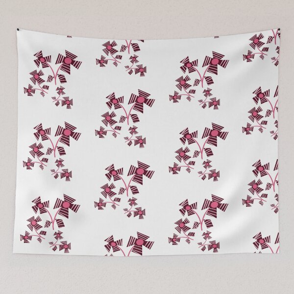 Item preview, Pink and Maroon floral design with stripes designed and sold by Susaans-Art.
