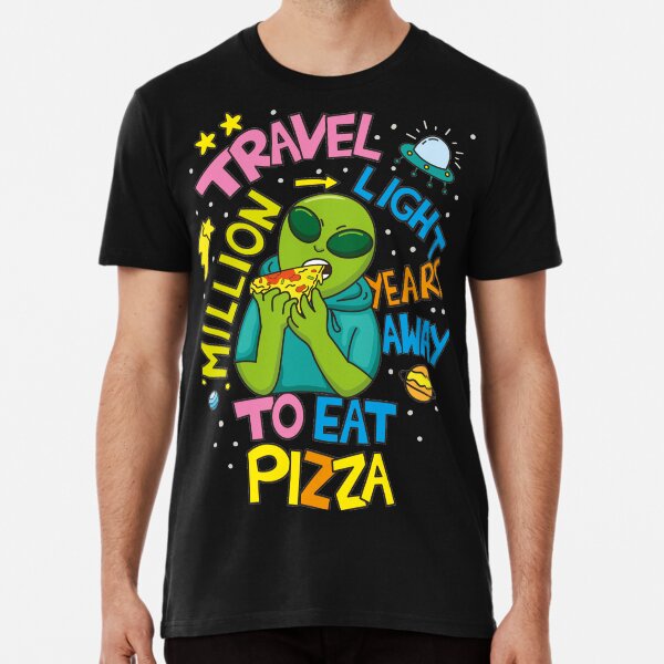 Storm Area 51 Green Alien eating Pizza Premium T-Shirt