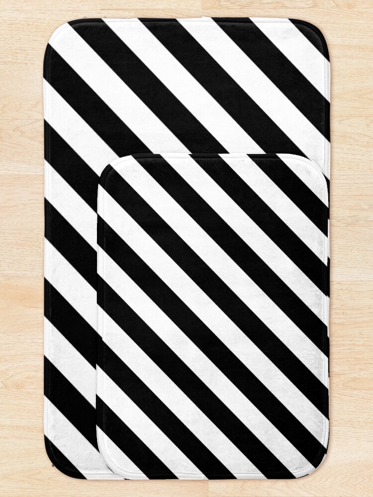 Disover Black and White Diagonal Stripe Duvet Cover Phone Case Bath Mat