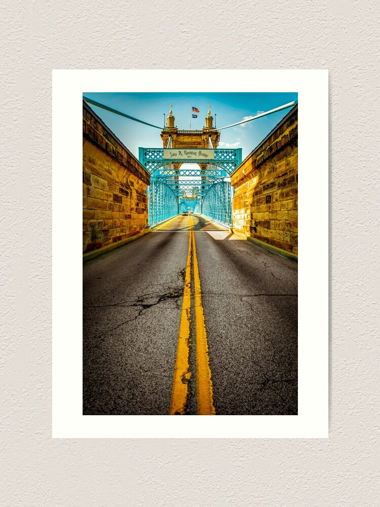 Crossing The Roebling Bridge Cincinnati Ohio Art Print By Enjoysshooting Redbubble