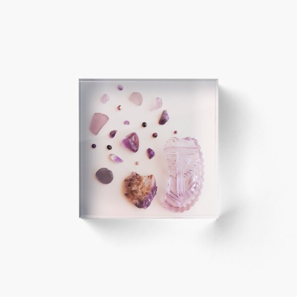 Beachglass Amethyst Anchor Acrylic Block