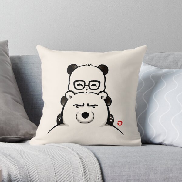 Panda And Polar Bear Throw Pillow