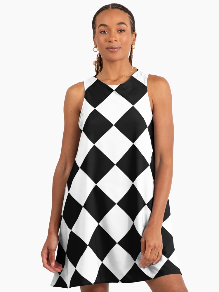 Black & White Diamond Pattern" A-Line Dress for Sale by shavenmonkeys | Redbubble Black & White Diamond Pattern" A-Line Dress for Sale by shavenmonkeys | Redbubble