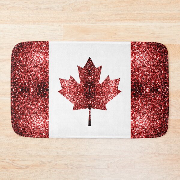 Artikelvorschau, Rotes künstliches glitzerndes Ahornblatt mit Kanada-Flagge (Foto von Glitzer – nicht reflektierend) entworfen und verkauft von PLdesign.