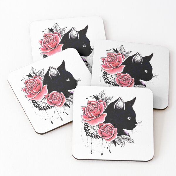 Artikelvorschau, Schwarze Katze mit Rose entworfen und verkauft von LucMediaShop.