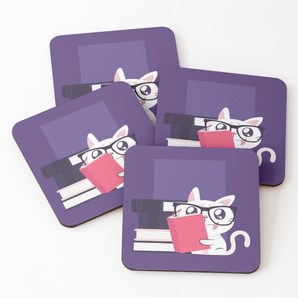 Item preview, Smart Nerdy Cat Reading Books designed and sold by Cute and Funny Animal Art Designs.