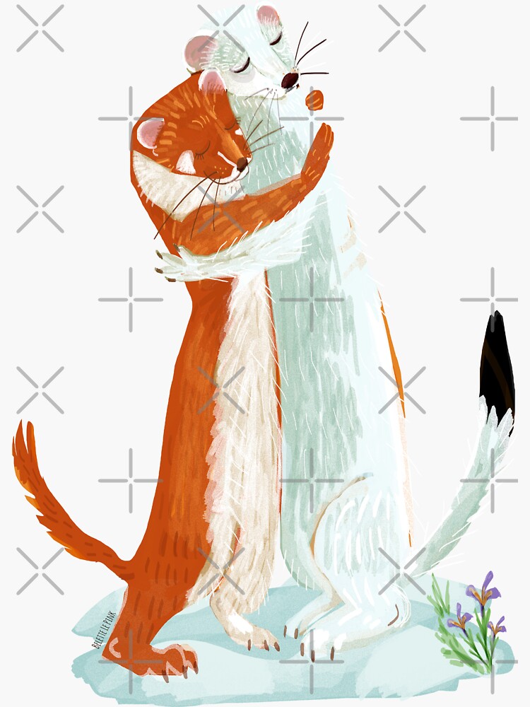 Thumbnail 3 of 3, Sticker, Weasel hugs designed and sold by belettelepink.