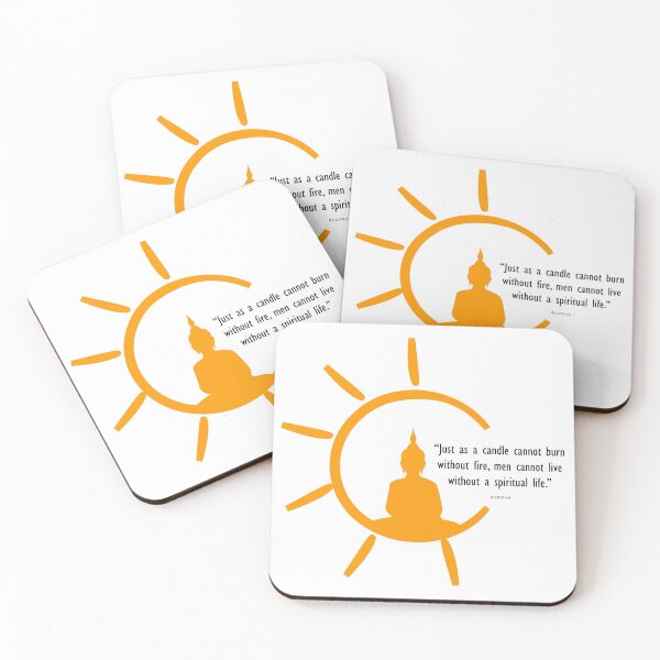 Item preview, Buddha silhouette inside a bright sun. Quoted by Buddha, "Just as a candle cannot burn without fire, men cannot live without a spiritual life." designed and sold by Shawlin Islam.