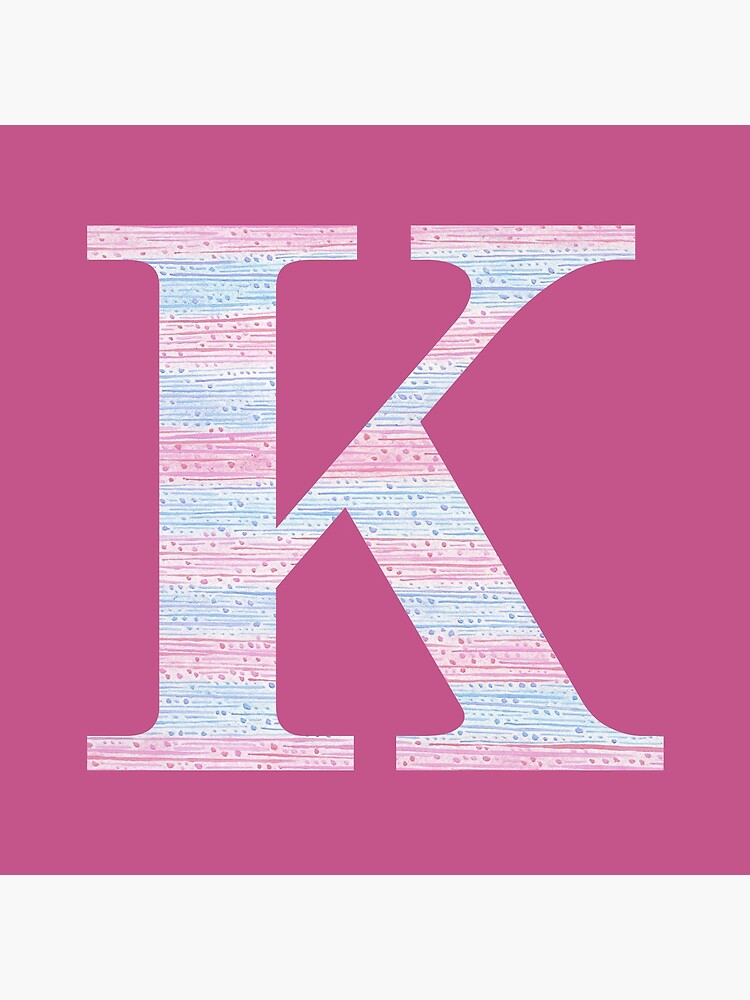 Letter K Blue And Pink Dots And Dashes Monogram Initial by theartofvikki