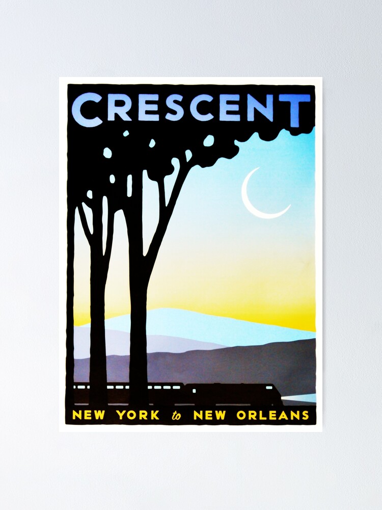 Alternate view of Crescent New York to New Orleans Vintage Railway Travel Poster