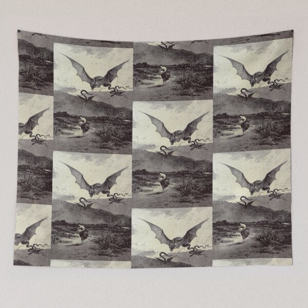 Item preview, Woman chased by flying monsters designed and sold by Vintage Designs +.