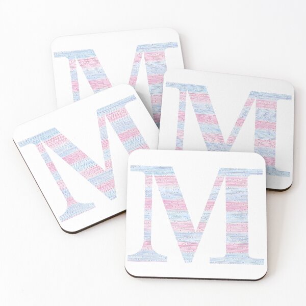 Item preview, Letter M Blue And Pink Dots And Dashes Monogram Initial designed and sold by theartofvikki.