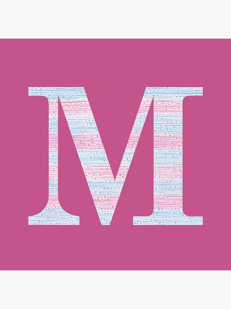 Letter M Blue And Pink Dots And Dashes Monogram Initial by theartofvikki