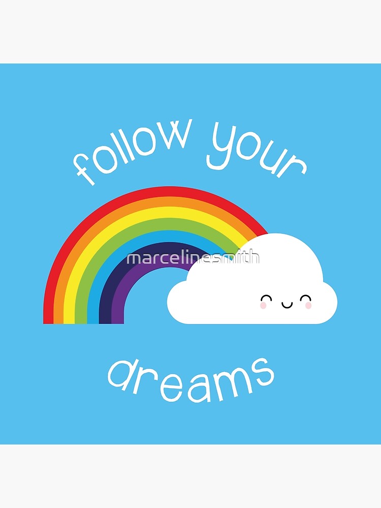 Thumbnail 4 of 4, Pillow, Follow Your Dreams Kawaii Rainbow designed and sold by marcelinesmith.