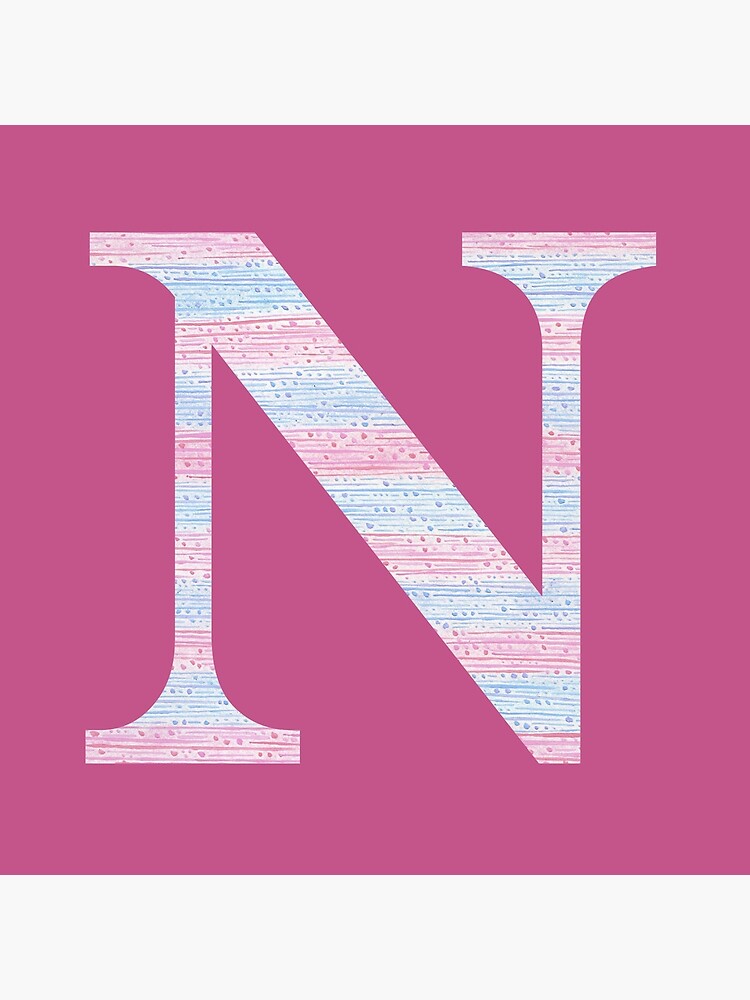 Letter N Blue And Pink Dots And Dashes Monogram Initial by theartofvikki