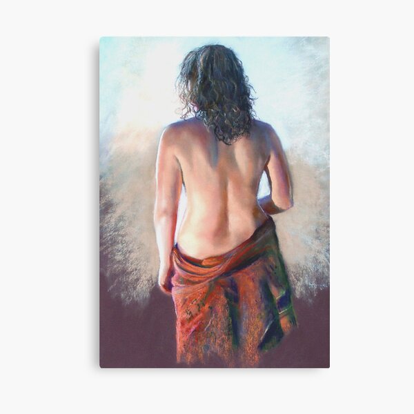 'Girl with Shawl' (Pastel) Canvas Print