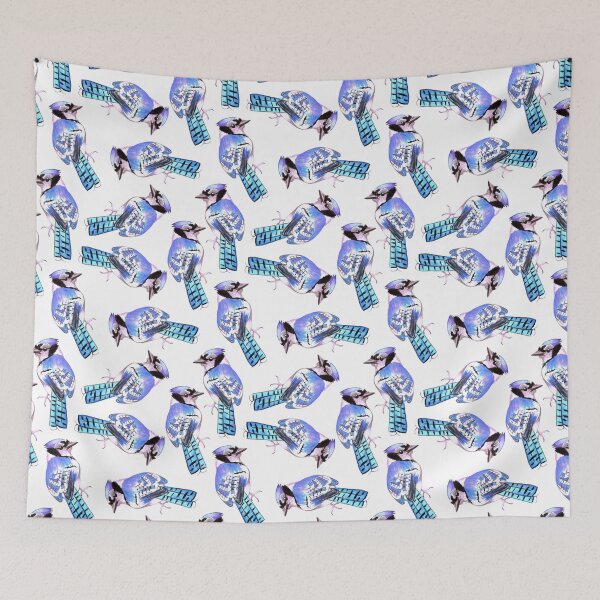 Item preview, Blue Jay or Cyanocitta cristata bird seamless watercolor birds painting designed and sold by Shawlin Islam.