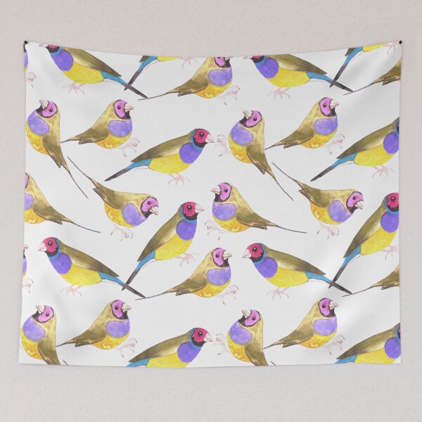 Artikelvorschau, Rotköpfiger männlicher Gouldian-Fink oder Erythrura gouldiae Vogel nahtlose Aquarellvogelmalerei entworfen und verkauft von Shawlin Islam.