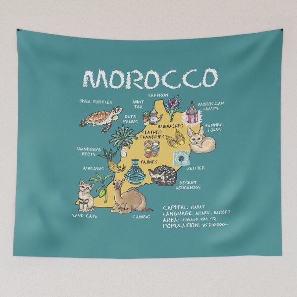 Item preview, Morocco - illustrated map designed and sold by BeeHappyShop.